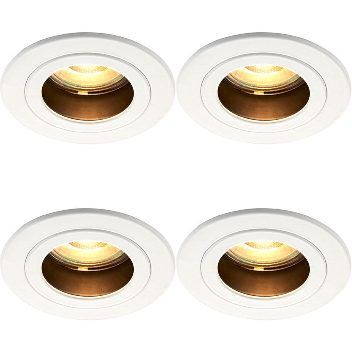4 PACK Anti-Glare Recessed Ceiling Downlight - 50W GU10 Reflector - Matt White