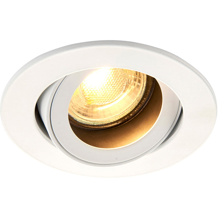 Recessed Tiltable Ceiling Downlight - 50W GU10 Reflector LED - Matt White - LoopsDirect