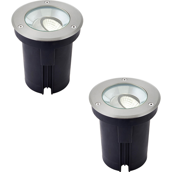 2 PACK Stainless Steel IP67 Ground Light - 13W Cool White LED - Tilting Head