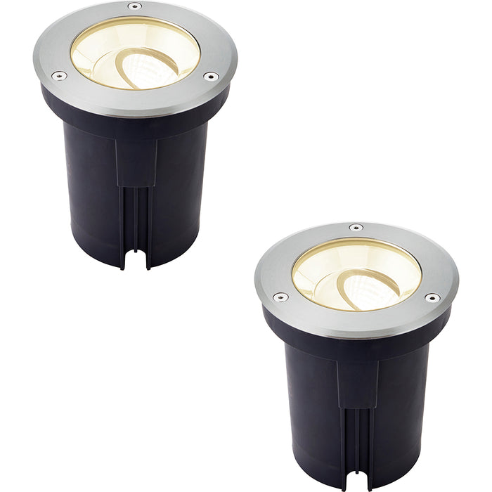 2 PACK Stainless Steel IP67 Ground Light - 13W Warm White LED - Tilting Head