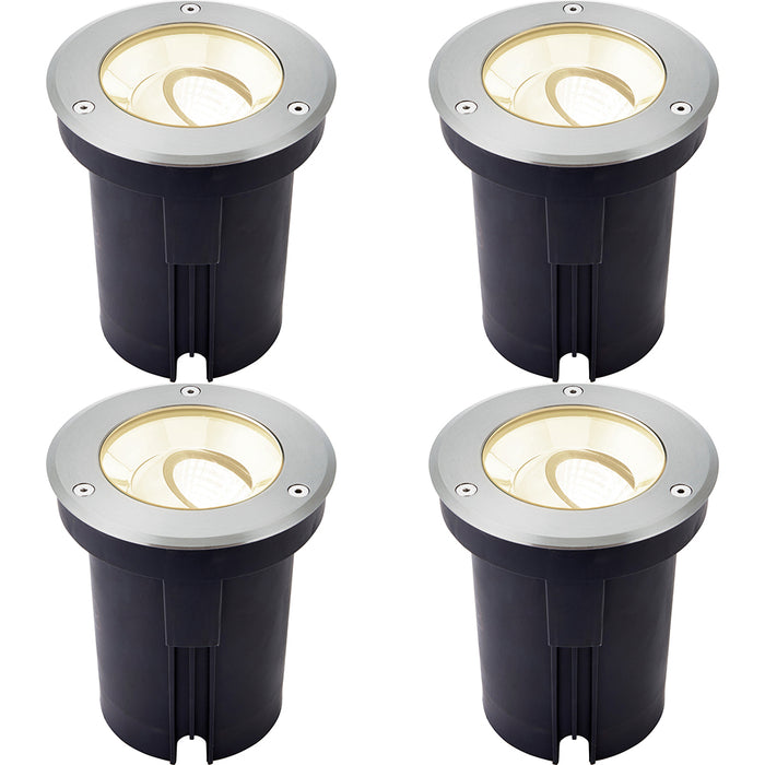 4 PACK Stainless Steel IP67 Ground Light - 13W Warm White LED - Tilting Head