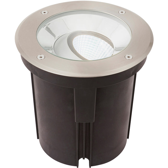 Stainless Steel Drive Over IP67 Ground Light - 16.5W Cool White Tilting Head LED
