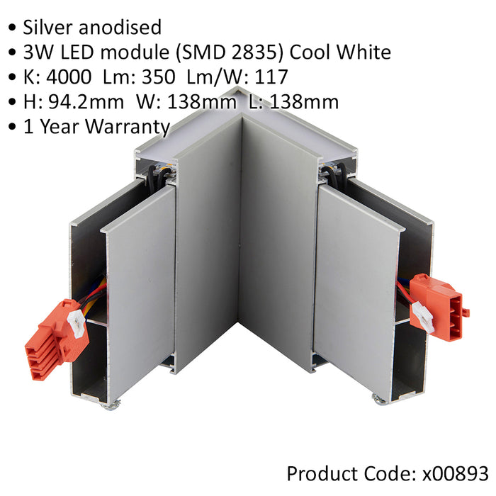 60 Degree Corner for Slim Commercial Suspension Lighting - 3W Cool White LED