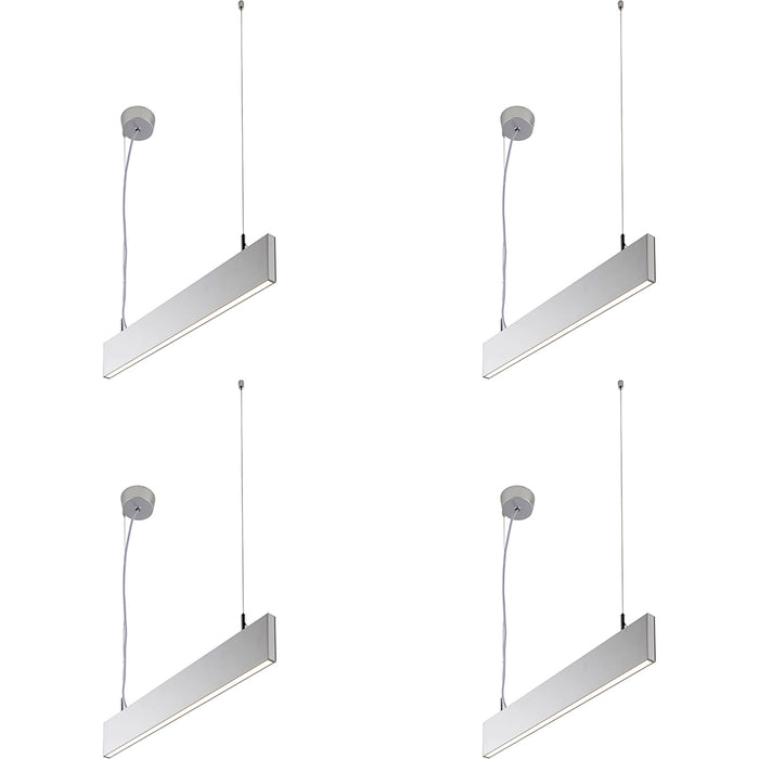 4 PACK Slim Commercial Suspension Light - 610mm x 20mm - 25W Cool White LED