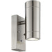 Outdoor Up & Down IP44 Wall Light - Photocell - 2 x 7W GU10 LED - Brushed Steel - LoopsDirect