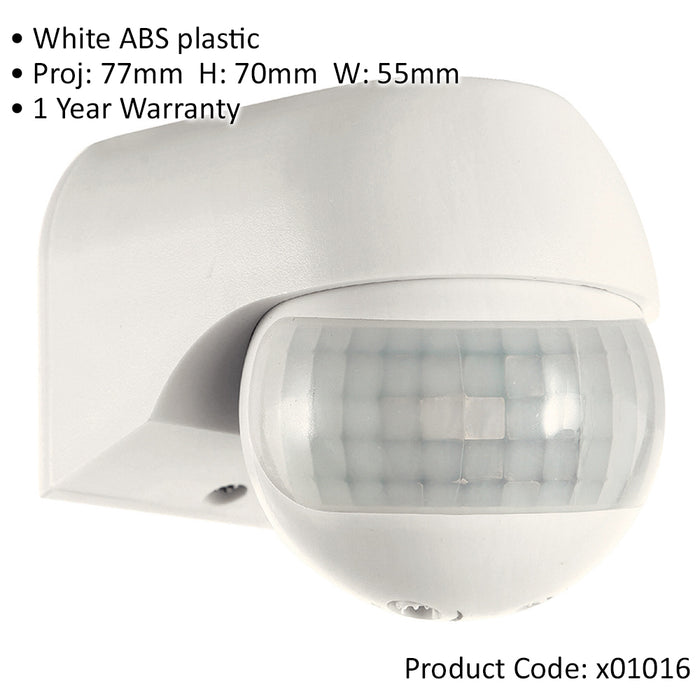 IP44 Outdoor Wall Mounted PIR Light Switch 12m Range Motion Sensor 1000W White