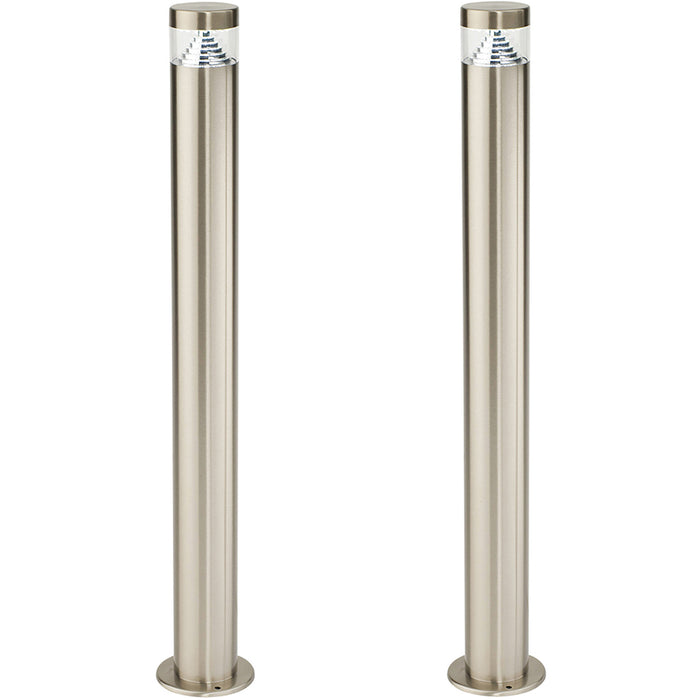 2 PACK Stepped Outdoor Bollard Light - 3.3W LED - 800mm Height - Stainless Steel
