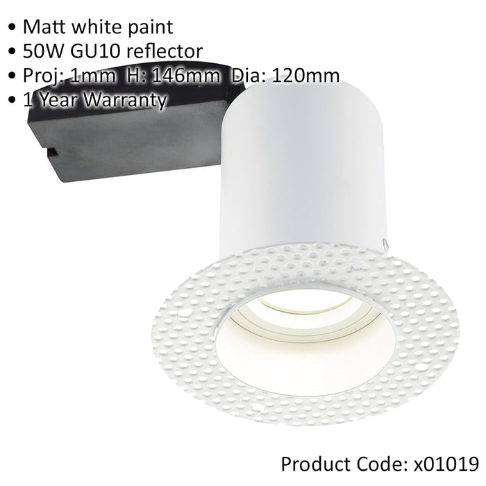 2 PACK Plaster-In Fire Rated Downlight - 50W GU10 Reflector LED - Trimless