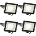 4 PACK Outdoor Waterproof LED Floodlight - 30W Cool White LED - Matt Black - LoopsDirect