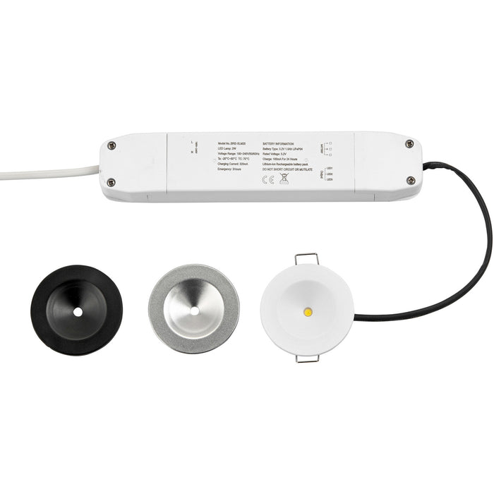 Recessed Emergency Ceiling Guide Light Kit - Daylight White LED - Matt White - LoopsDirect