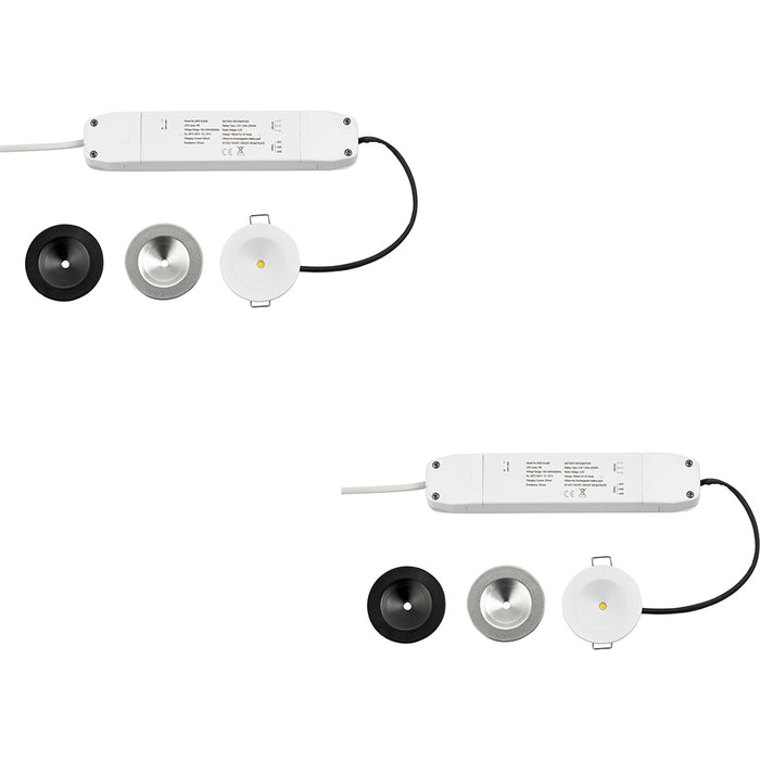 2 PACK Recessed Emergency Ceiling Guide Light Kit - Daylight White LED - White - LoopsDirect