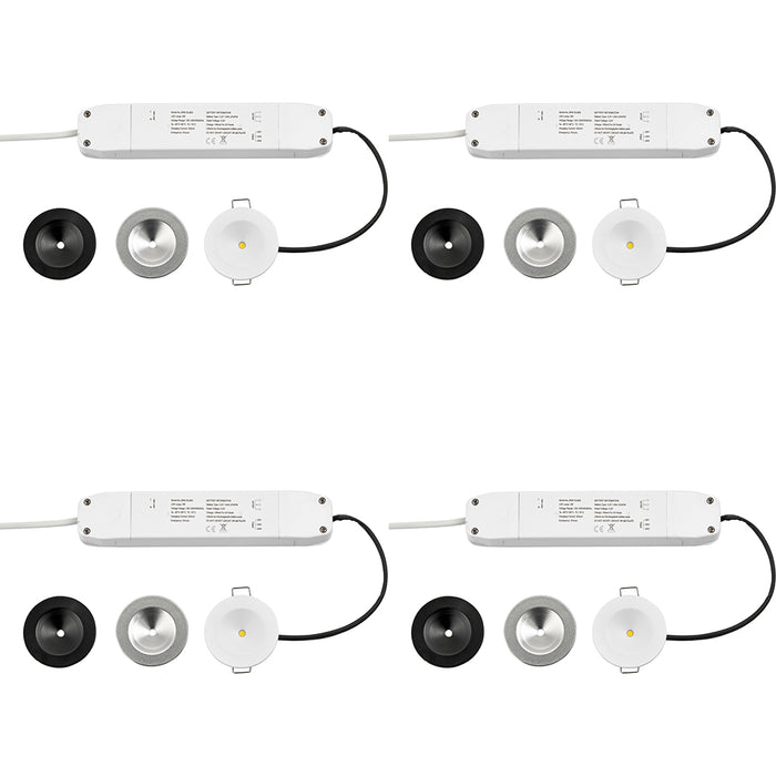 4 PACK Recessed Emergency Ceiling Guide Light Kit - Daylight White LED - White