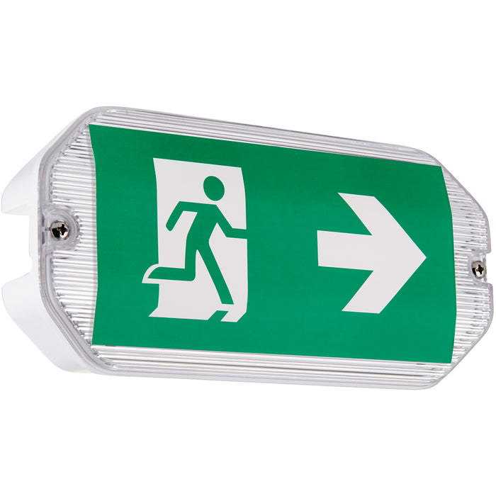 Outdoor Rated Emergency Exit Bulkhead Wall Light - 3W Daylight White LED - IP65