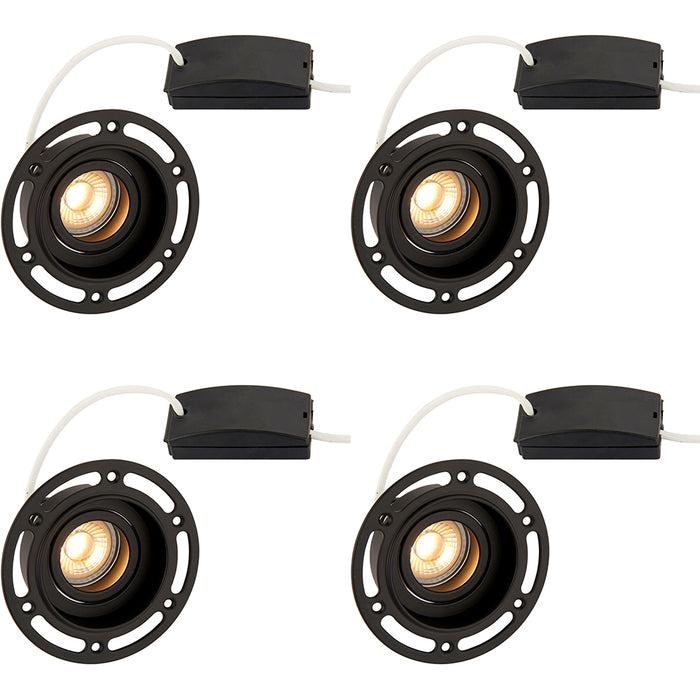 4 PACK Trimless Plaster-In Downlight - 50W GU10 Reflector LED - Matt Black