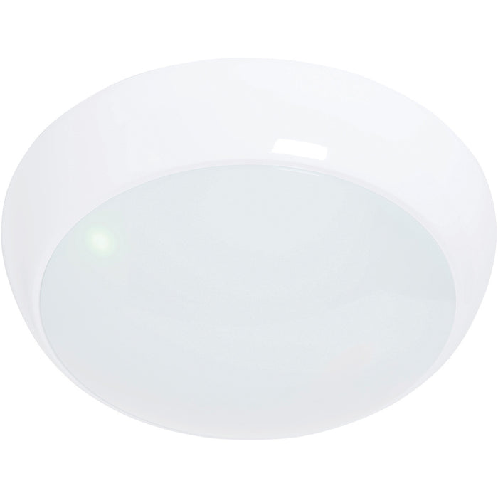 Round IP65 Bulkhead Light - 16W + 2W Cool White LEDs - Emergency Sensor - White - LoopsDirect