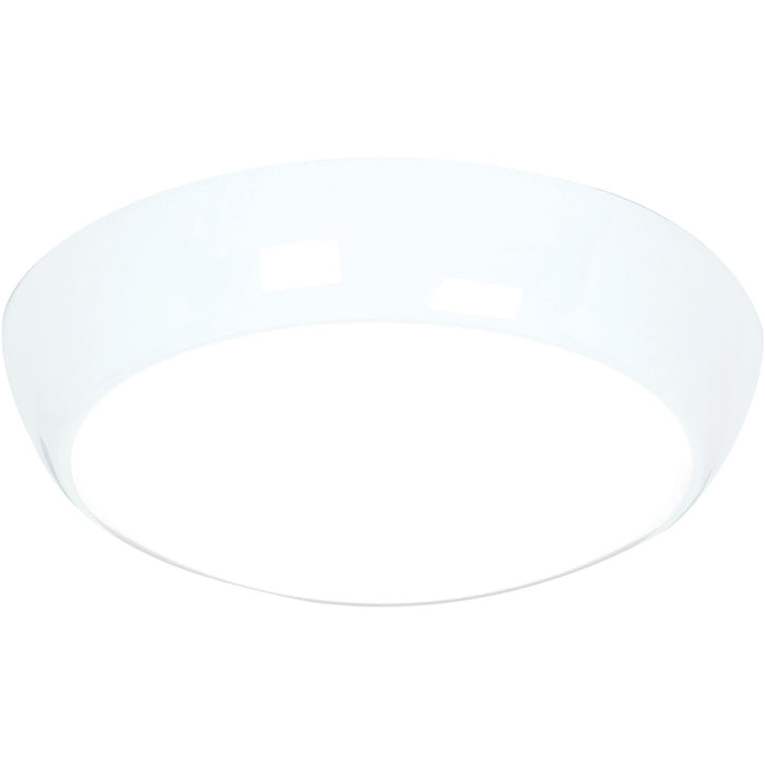 Round IP65 Bulkhead Light - 16W + 2W Cool White LEDs - Emergency Sensor - White - LoopsDirect