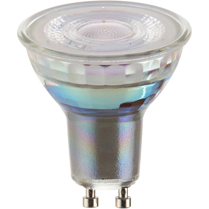 6.7W SMD GU10 LED Bulb - 4000k Cool White - 60 Degree Beam - Clear Glass Lamp