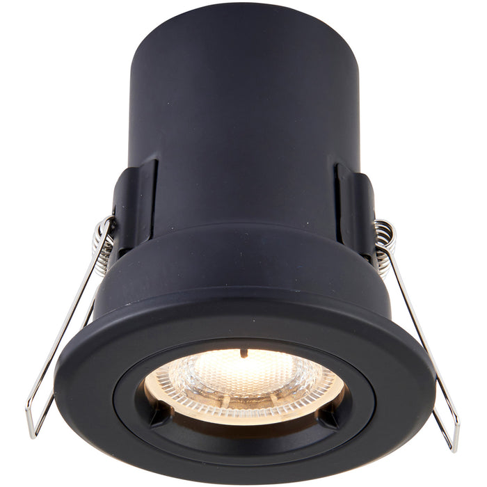 2 PACK Fire Rated Recessed Ceiling Downlight - 50W GU10 - Fixed - Matt Black