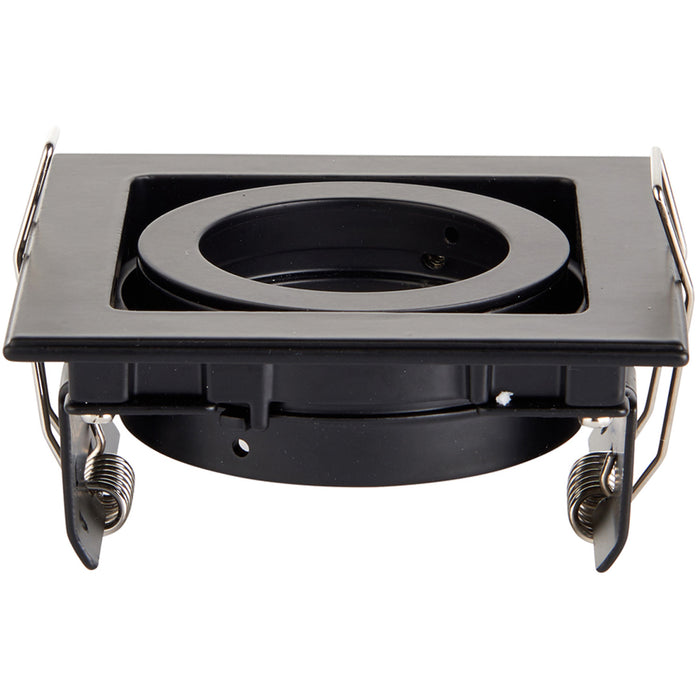Single Adjustable Recessed Boxed Downlight - 50W GU10 Reflector - Matt Black