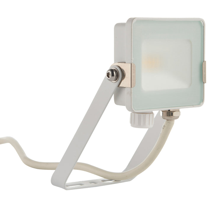 Outdoor IP65 Waterproof Floodlight - 10W Cool White LED - Matt White Aluminium