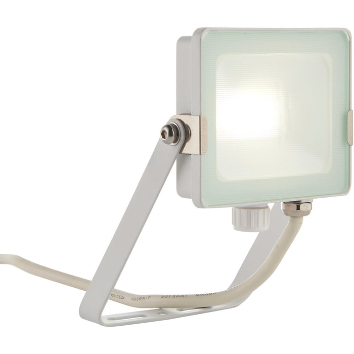 Outdoor IP65 Waterproof Floodlight - 20W Cool White LED - Matt White Aluminium