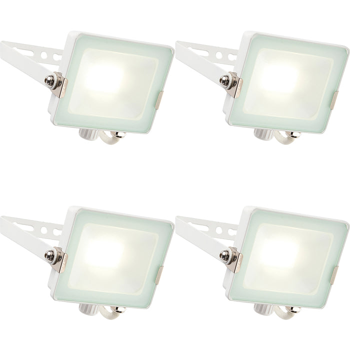 4 PACK Outdoor Waterproof LED Floodlight - 20W Cool White LED - Matt White