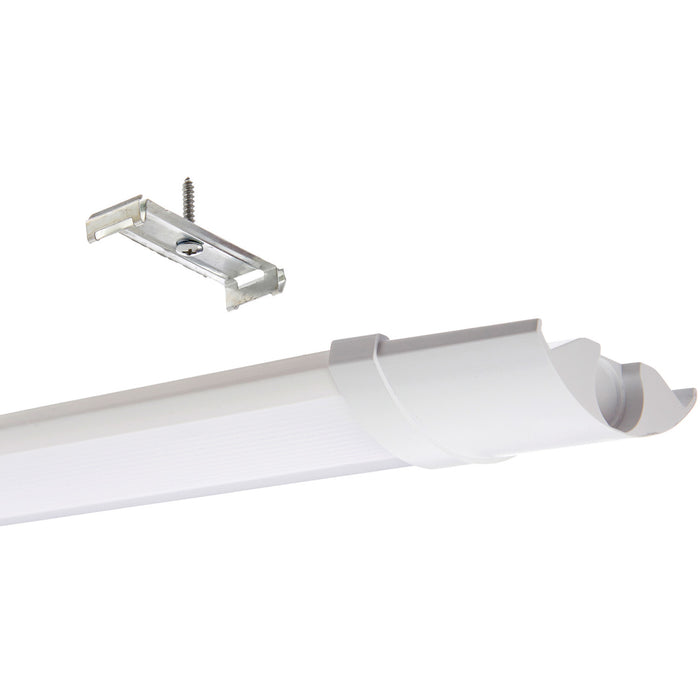 2ft IP65 Flush Batten Light - 18W Daylight White LED - Opal & Gloss White Pc