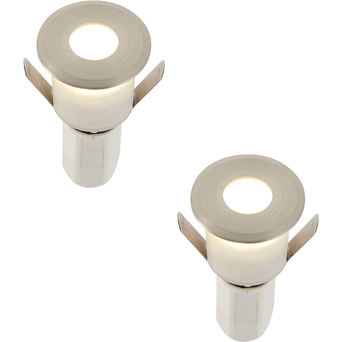 2 PACK Recessed Decking IP67 Guide Light - 1.2W Cool White LED - Satin Nickel