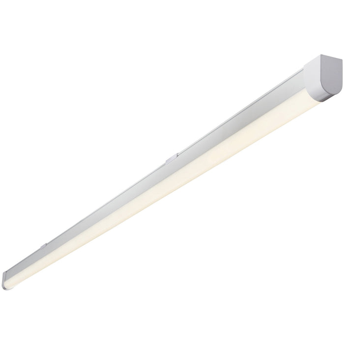 4ft Flicker Free Batten Light Fitting - 18W Cool White LED - Matt White & Opal
