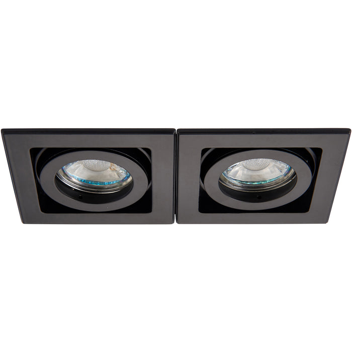2 PACK Twin Recessed Boxed Downlight - 2 x 50W GU10 Reflector - Matt Black
