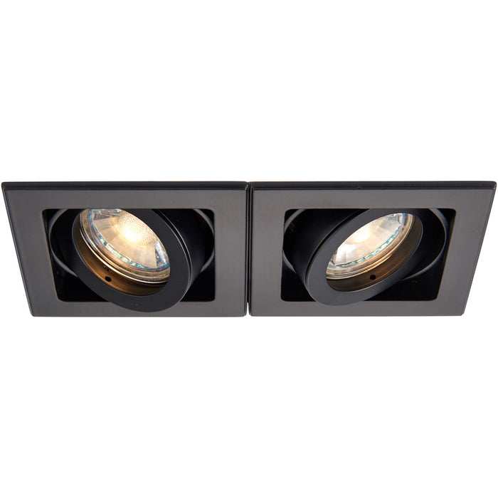 Twin Adjustable Recessed Boxed Downlight - 2 x 50W GU10 Reflector - Matt Black