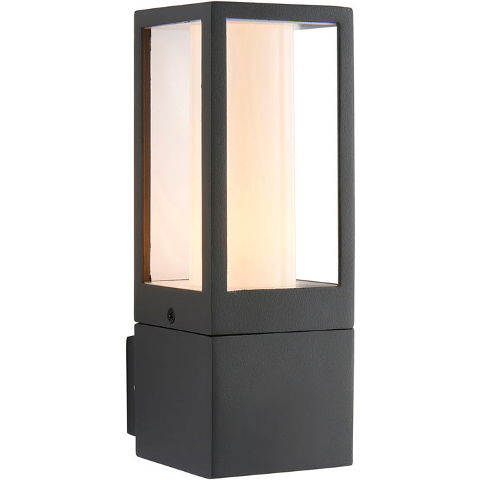 4 PACK Outdoor Box Lantern Wall Light - 7W LED GU10 - Textured Grey & Opal Pc