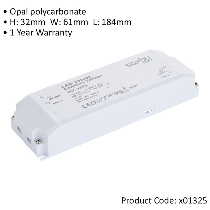 50W LED Driver - 24V Constant Voltage - Fixed Output Power Supply Transformer