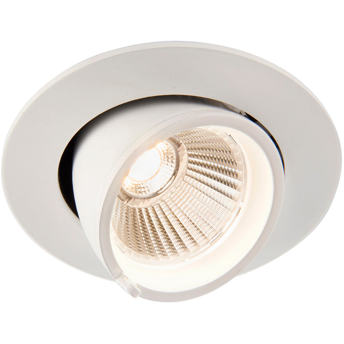 Fully Adjustable Recessed Ceiling Downlight - 9W Warm White LED - Matt White