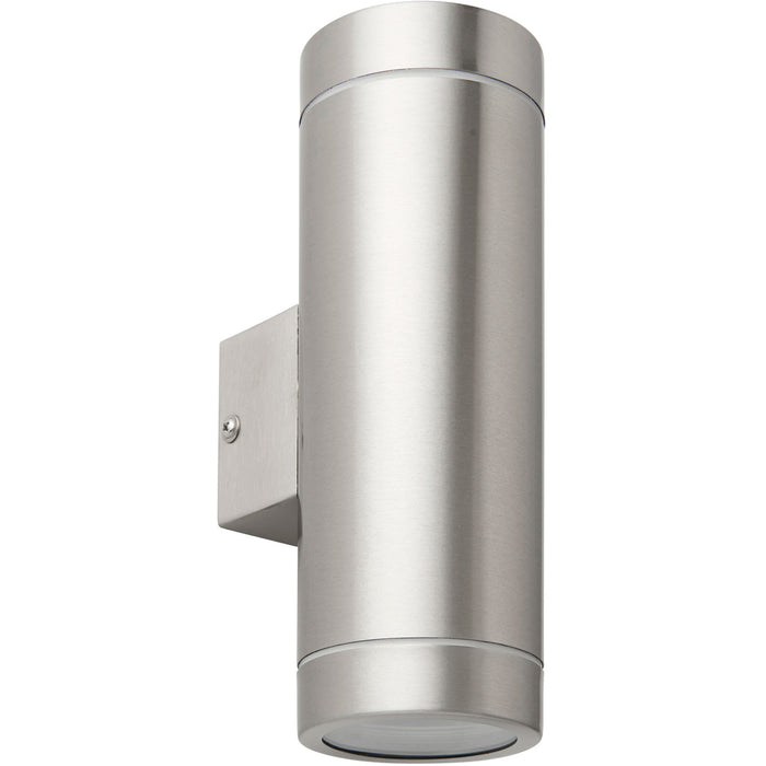 Up & Down Twin Outdoor IP44 Wall Light - 2 x 7W GU10 LED - Brushed Steel