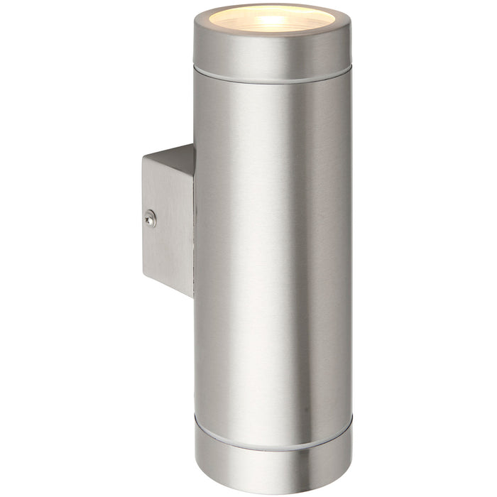 4 PACK Up & Down Twin Outdoor Wall Light - 2 x 7W GU10 LED - Brushed Steel