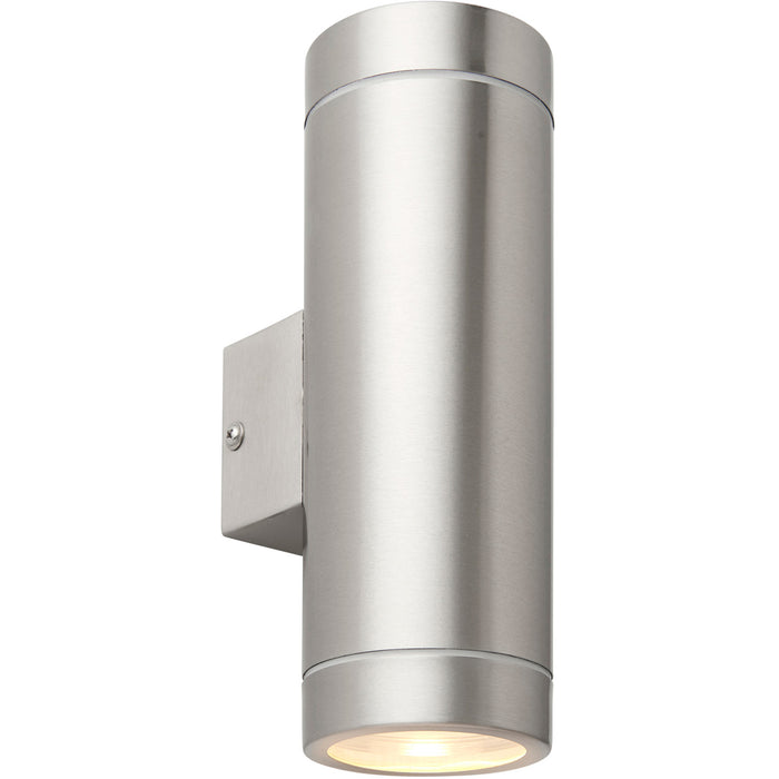 Up & Down Twin Outdoor IP44 Wall Light - 2 x 7W GU10 LED - Brushed Steel