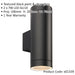 4 PACK Up & Down Twin Outdoor Wall Light - 2 x 7W GU10 LED - Textured Black - LoopsDirect