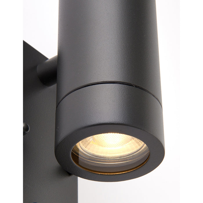 Twin Up & Down Wall Light with PIR Sensor - 2 x 7W GU10 LED - Anthracite Grey