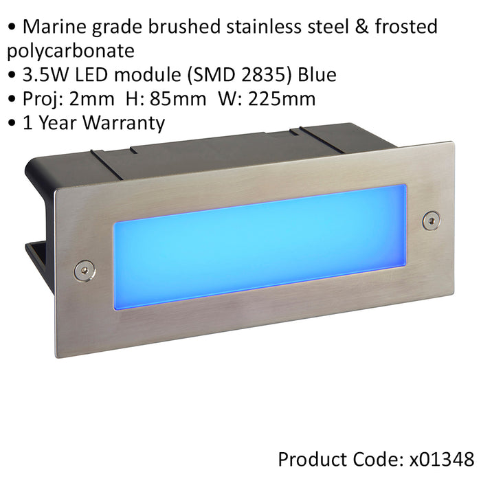 Outdoor IP44 Brick Light - 3.5W Blue Light LED - Marine Grade Stainless Steel