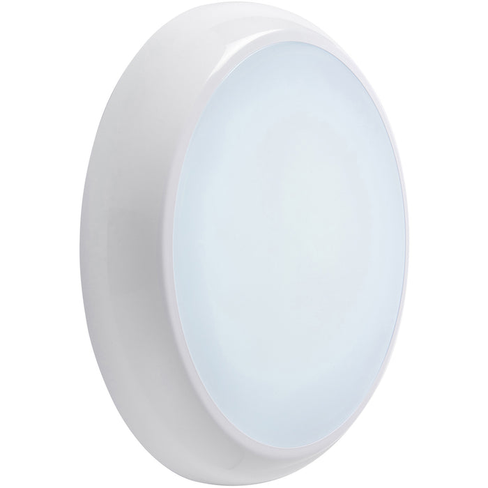 Gloss White Commercial IP65 Bulkhead Light 18W CCT LED Module - Microwave Sensor - LoopsDirect