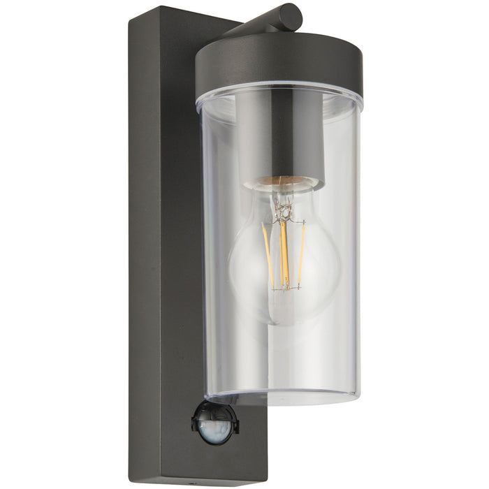 Modern Outdoor Wall Lantern Light with PIR - 15W E27 GLS LED - Dimmable