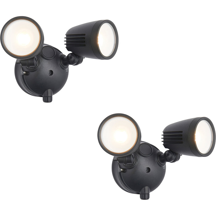 2 PACK Twin Light Outdoor Adjustable Spot Light - 2 x 10W CCT LED Module