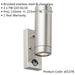 Twin Up & Down Wall Light with PIR Sensor - 2 x 7W GU10 LED - Brushed Steel - LoopsDirect