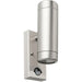 Twin Up & Down Wall Light with PIR Sensor - 2 x 7W GU10 LED - Brushed Steel - LoopsDirect