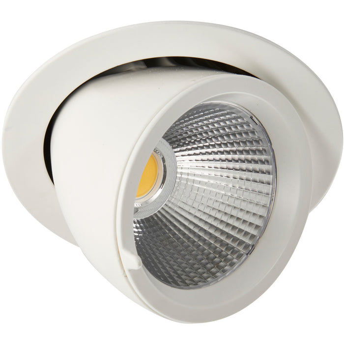 Fully Adjustable Recessed Ceiling Downlight - 36W Cool White LED - Matt White