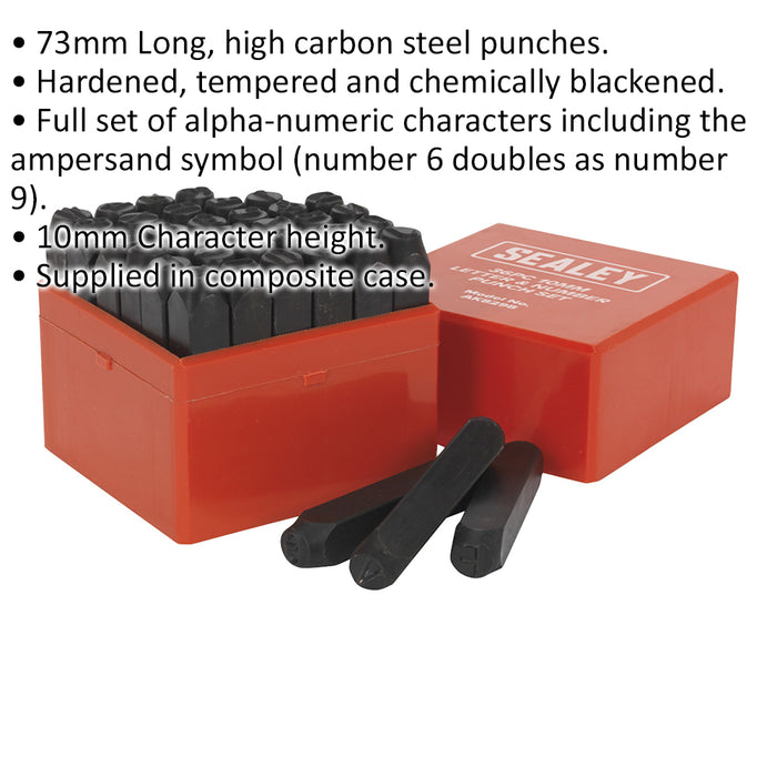 36 Piece Letter & Number Punch Set - 10mm Character Height - High Carbon Steel Loops