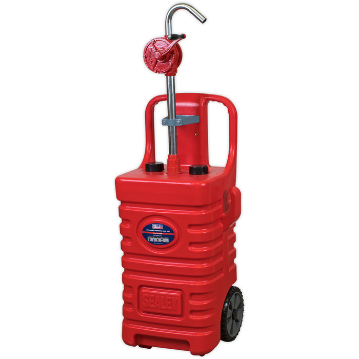 55L Portable Dispensing Tank with ys10332 Oil Pump - 2" BSP Thread - Wheeled Loops