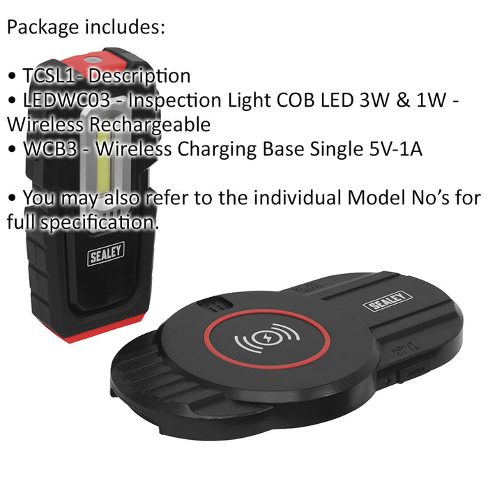 Magnetic Inspection Light with Wireless Charging Base - 3W COB LED & 1W SMD LED Loops