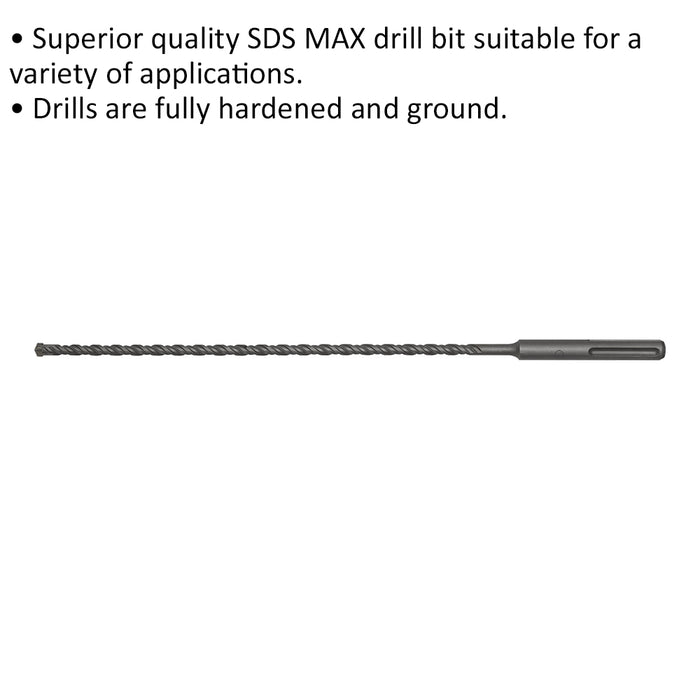 12 x 540mm SDS Max Drill Bit - Fully Hardened & Ground - Masonry Drilling Loops